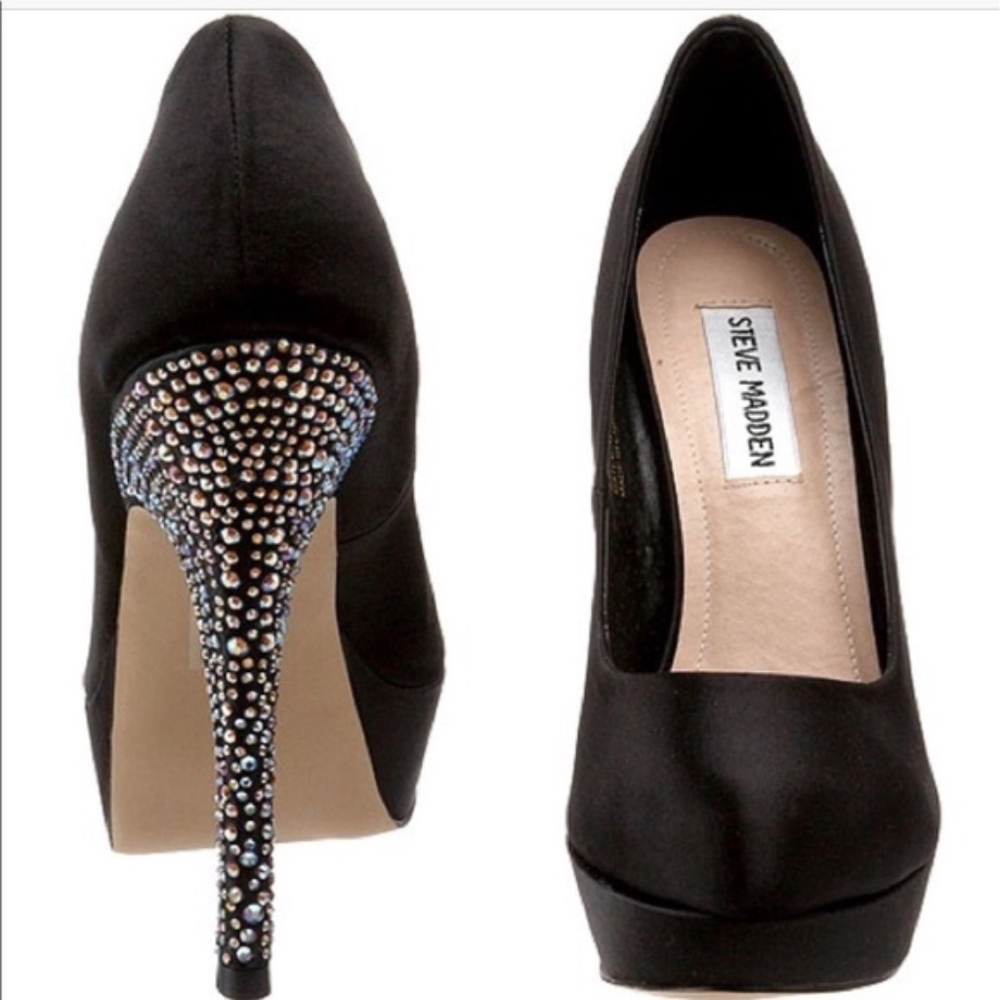 Steve Madden Satin Platform Black Heels size 10